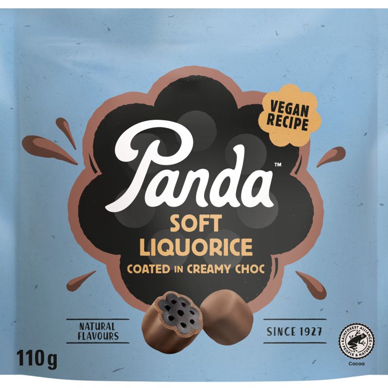 Panda Lakritsia vegaanisella suklaakuorrutteella 110g